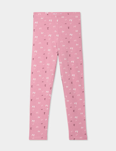 Legging long élastiqué coton vieux rose fille