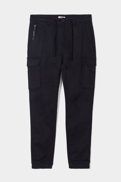 Pantalon cargo à coulisse noir homme