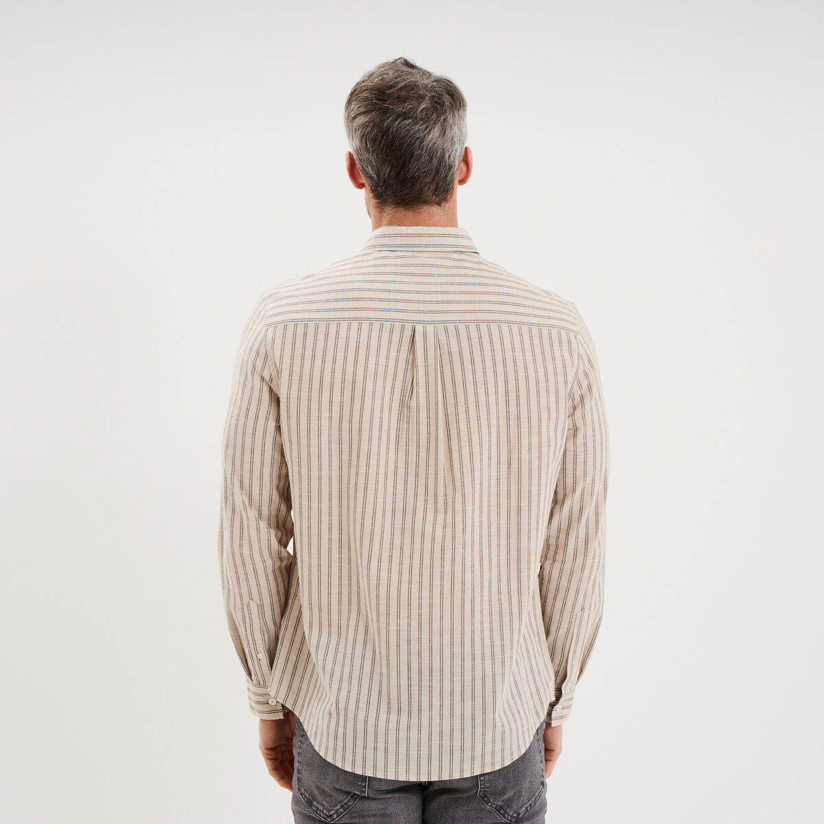Chemise manches longues coton beige homme