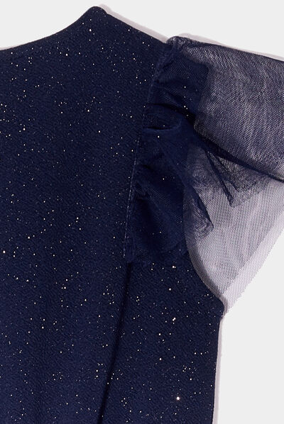 Combinaison pantalon paillettes volants bleu marine fille