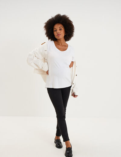 Jegging grossesse confort avec bandeau denim noir femme maternit&eacute;