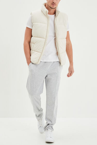 Doudoune sans manches zippée ecru homme