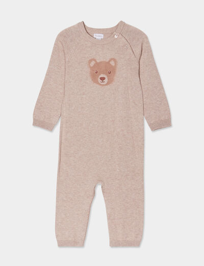 Combinaison tricot coton Kimbaloo taupe bébé garçon