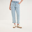 Jean paperbag cropped taille &eacute;lastiqu&eacute;e denim triple stone femme