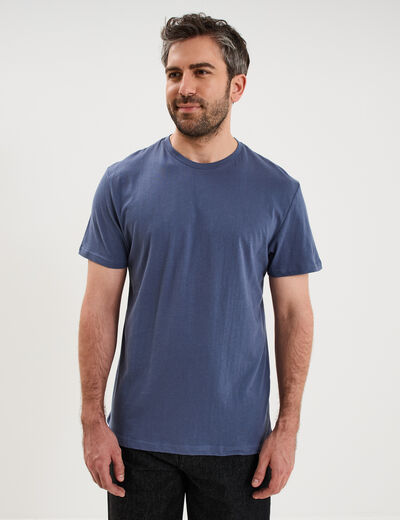 T-shirt droit en coton manches courtes bleu lavande homme