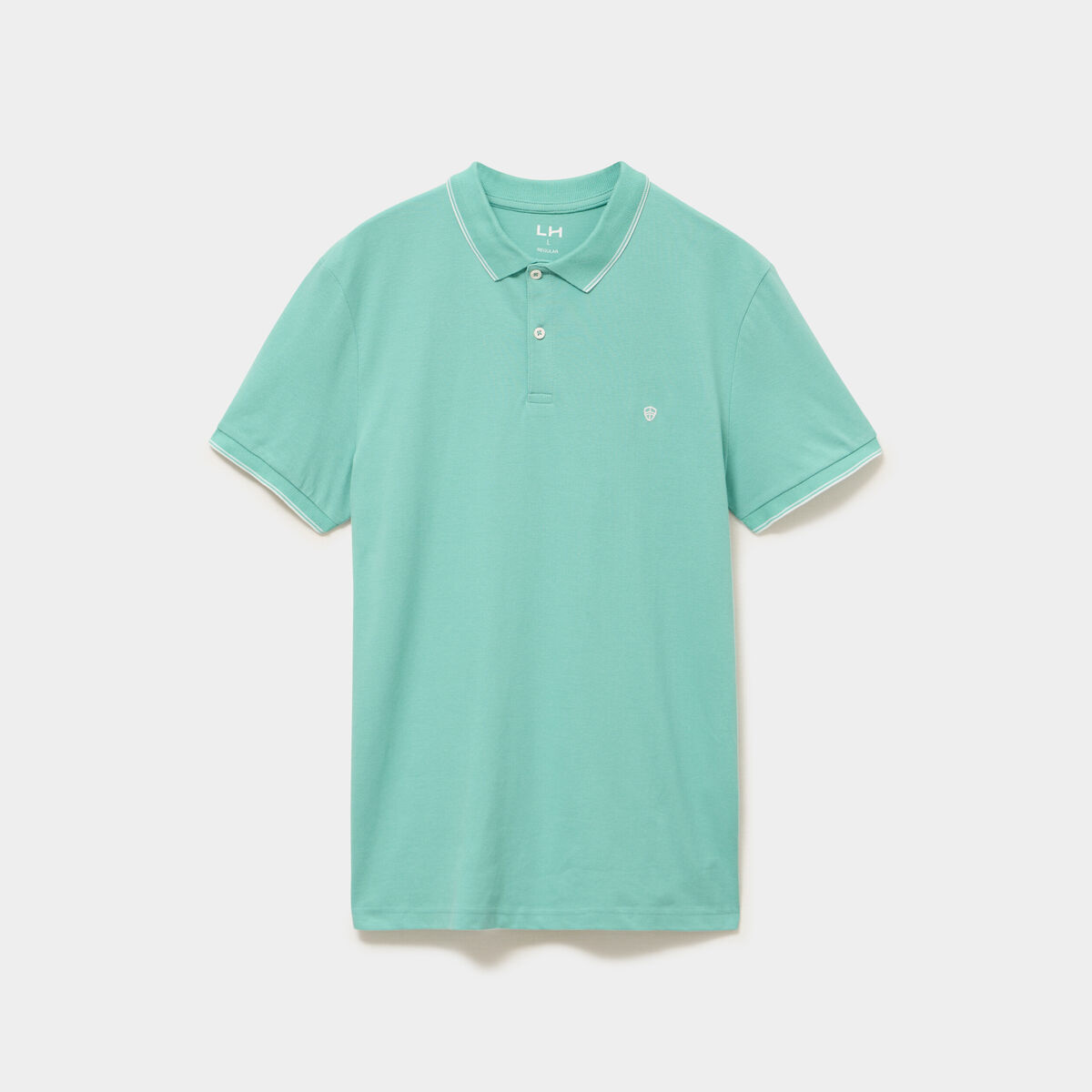 Polo piqu&eacute; coton manches courtes vert menthe homme