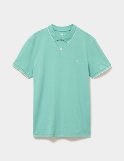 Polo piqu&eacute; coton manches courtes vert menthe homme