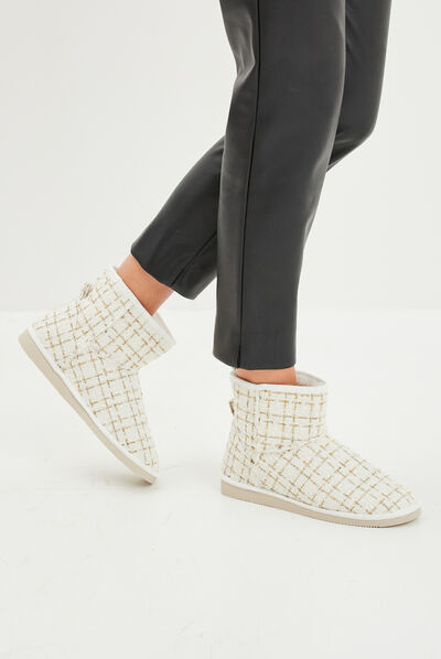 Bottines doublées avec fils métallisés blanc femme