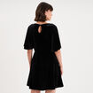 Robe courte en velours manches courtes noir femme