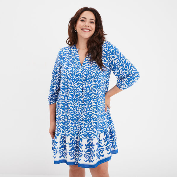 Robe chemise à volants manches 3/4 ecru femme grande taille