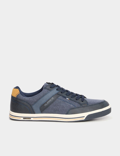 Tennis toile à lacets bleu homme
