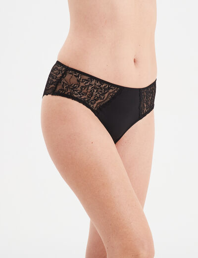 Shorty avec micro dentelle noir femme