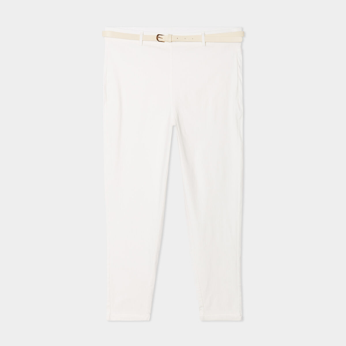 Pantalon corsaire avec ceinture blanc femme grande taille