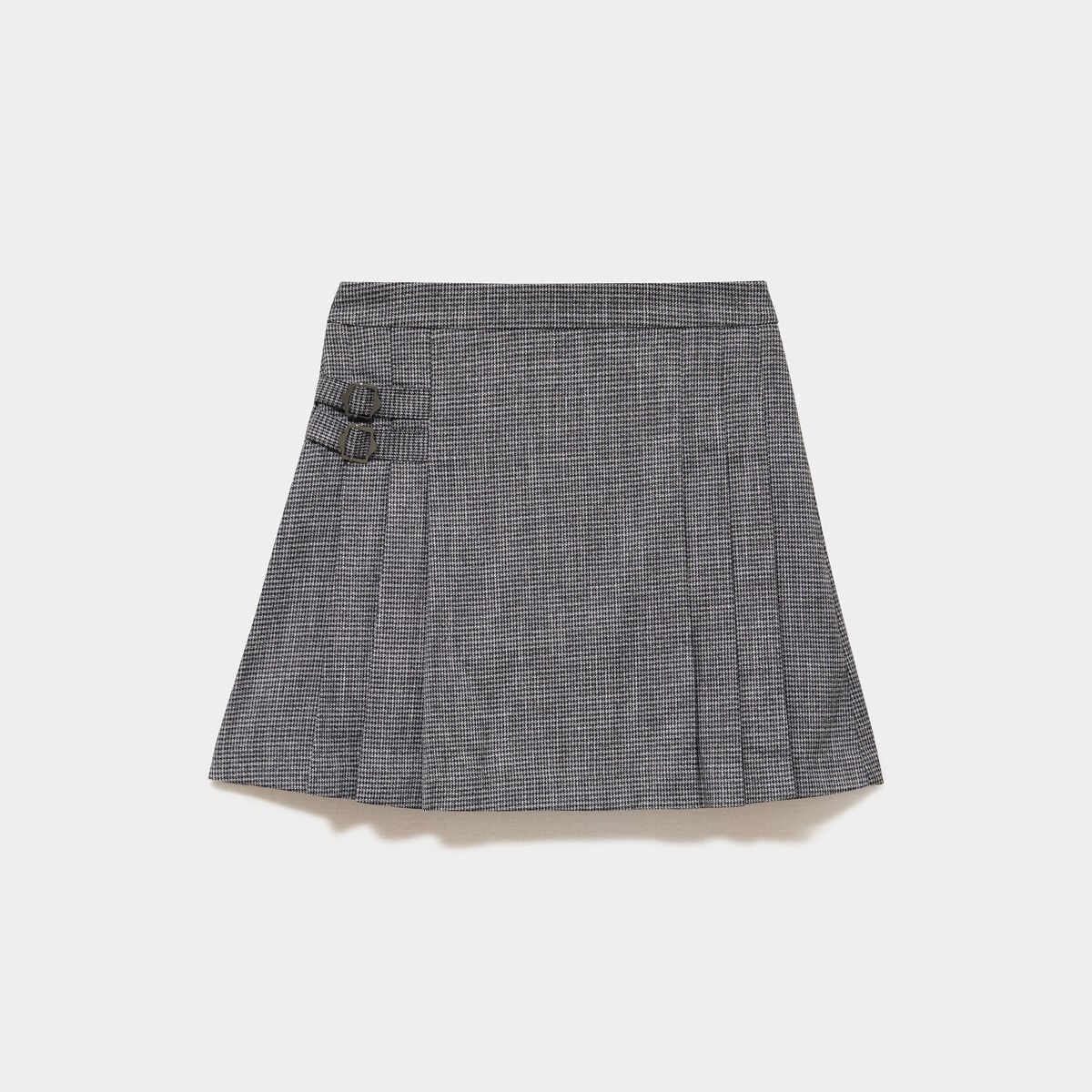 Jupe courte pliss&eacute;e &agrave; boucles gris femme
