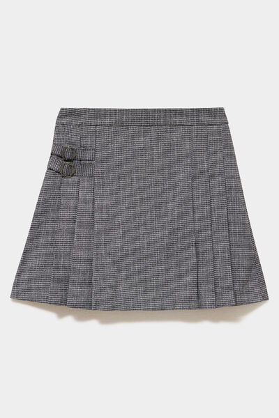 Jupe courte pliss&eacute;e &agrave; boucles gris femme