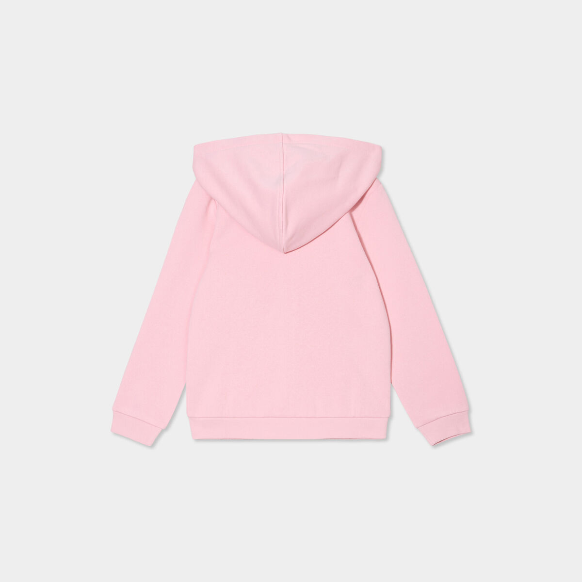 Sweat zipp&eacute; &agrave; capuche droit molleton rose clair fille