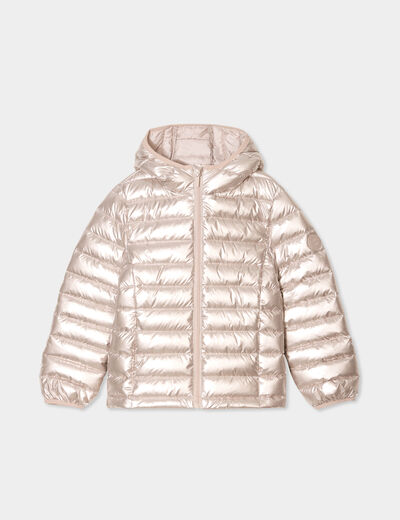 Doudoune l&eacute;g&egrave;re &agrave; capuche imperm&eacute;able couleur argent fille