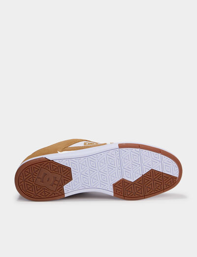 Baskets en cuir su&eacute;dine antid&eacute;rapantes marron cognac homme