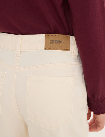 Pantalon coupe large 5 poches coton creme fille