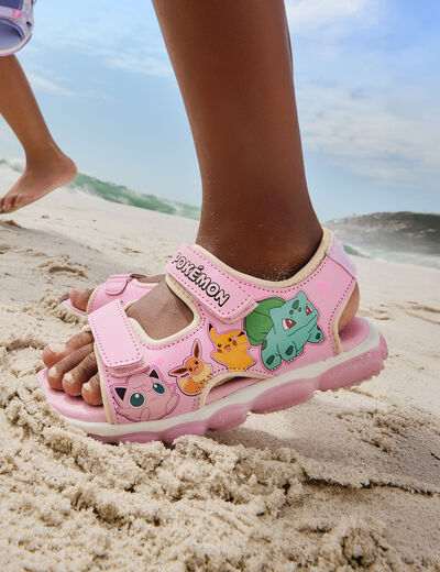Sandales semelles lumineuses Pokémon rose fille