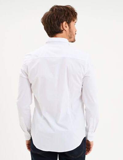 Chemise stretch manches longues blanc homme