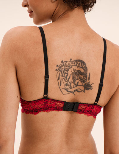 Soutien-gorge corbeille micro dentelle rouge femme