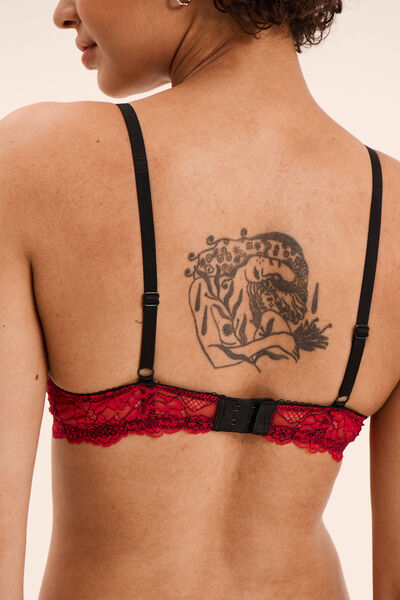 Soutien-gorge corbeille micro dentelle rouge femme