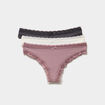 Lot 3 tangas c&ocirc;tel&eacute;s &agrave; dentelle mauve femme
