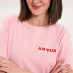 T-shirt col rond manches courtes coton rose femme