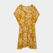 Robe caftant courte col en V jaune or femme