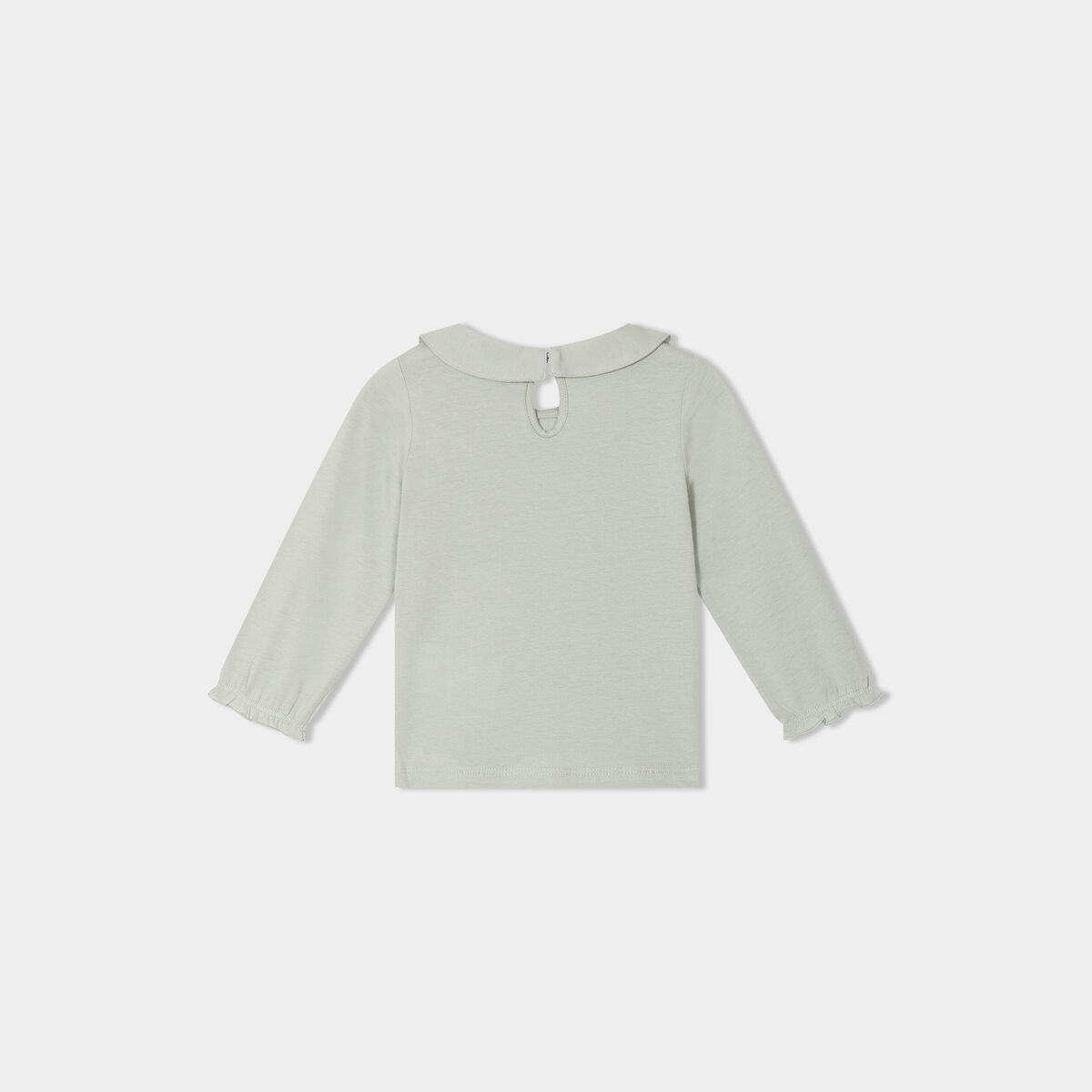 T-shirt col claudine manches longues vert pastel bébé fille