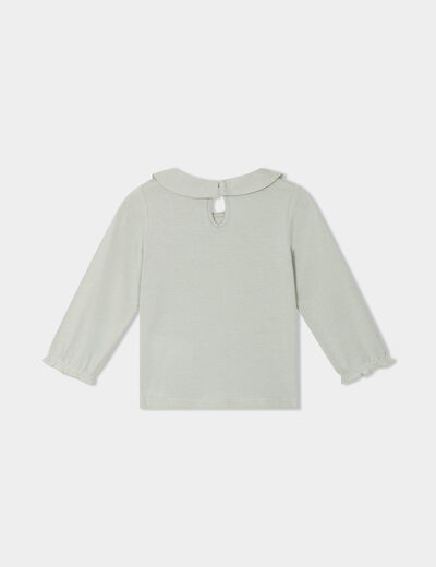 T-shirt col claudine manches longues vert pastel bébé fille