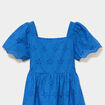 Robe c&eacute;r&eacute;monie broderie anglaise smock&eacute; bleu roi fille