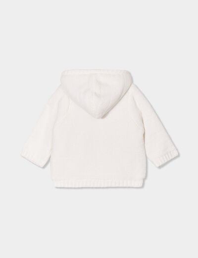 Gilet fourré torsades à capuche Creeks blanc bébé fille