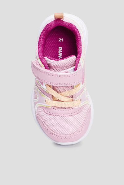 Baskets running à scratchs Rexited rose bébé fille