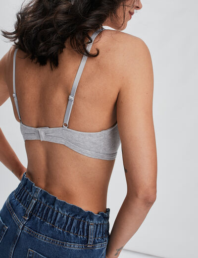 Soutien-gorge triangle coton à coque gris femme