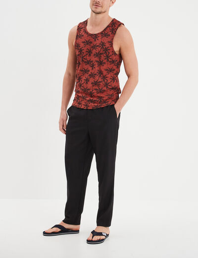 Débardeur col rond coton Liberto vieux rose homme