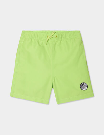 Short de bain taille &eacute;lastiqu&eacute;e vert anis gar&ccedil;on
