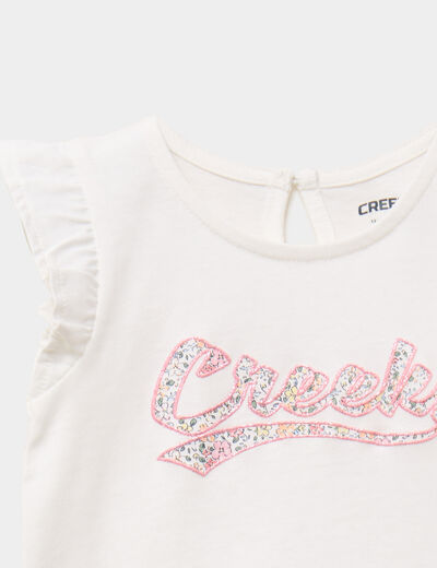 T-shirt manches volants coton ecru b&eacute;b&eacute; fille