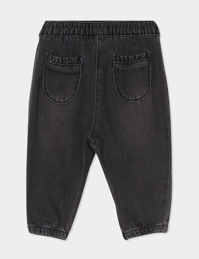 Jeans bas élastiqué coton denim noir bébé fille