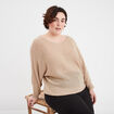 Pull manches longues col rond beige femme grande taille