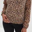 Blouse manches longues à col montant beige femme