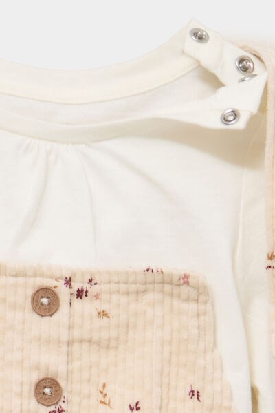 Ensemble 3 pi&egrave;ces avec robe velours ficelle b&eacute;b&eacute; fille