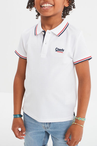 Polo manches courtes coton blanc gar&ccedil;on