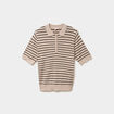 Pull col polo manches courtes beige clair femme