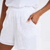 Short broderie anglaise élastiqué coton blanc femme