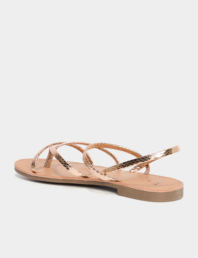 Sandales plates rose champagne femme