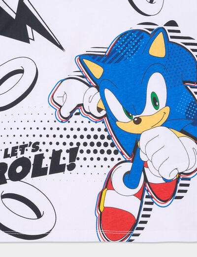 T-shirt manches courtes coton Sonic blanc garçon