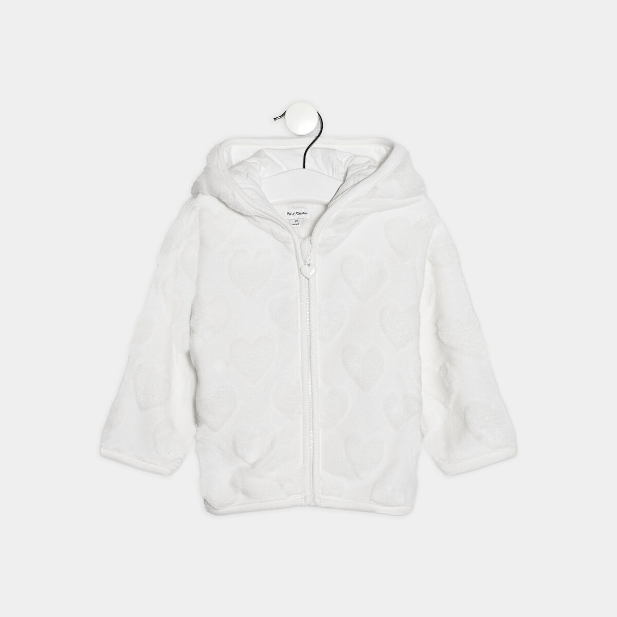 Gilet zippé à capuche ivoire bébé fille