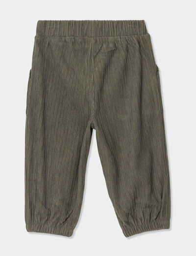 Pantalon jogging aspect velours vert kaki bébé garçon